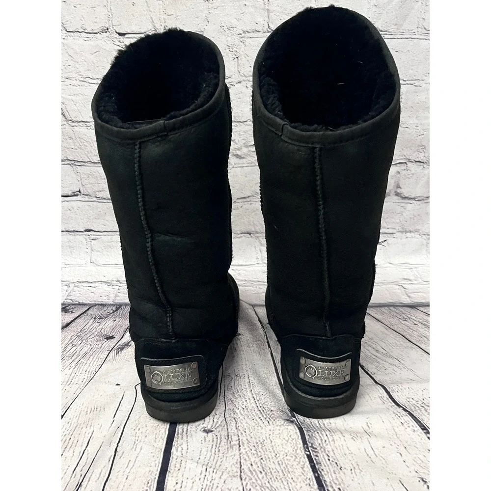 Australia Luxe Collective Cosy Tall‎ Black Suede Sheepskin Leather Winter Boots
